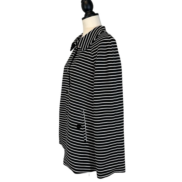 Nine West Women's Black & White Striped Jacket Size 14 Coat Cape [B35#71] - Picture 10 of 12